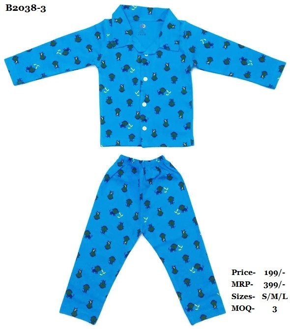 Nightwear - Cotton Fabric, Sizes S, M, L | Unisex, Summer Style For Age Group 0-3 Years