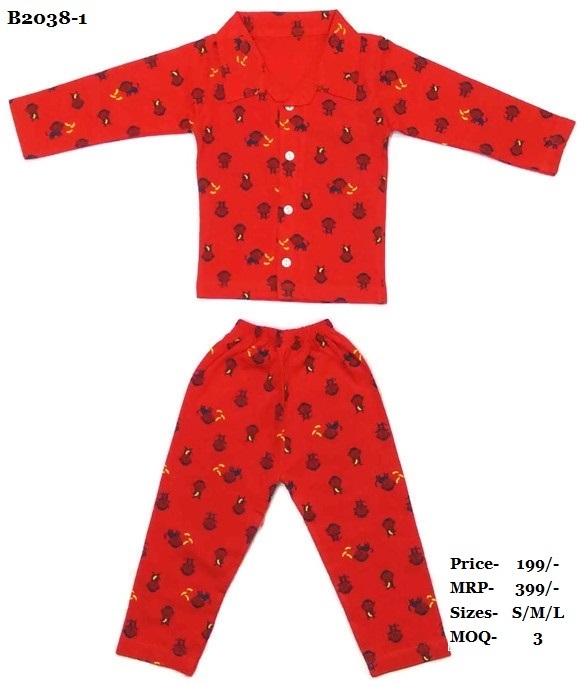 Nightwear - Cotton Fabric, Sizes S, M, L | Unisex, Summer Style For Age Group 0-3 Years