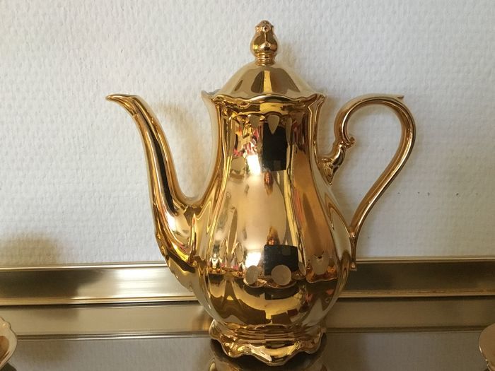 Metal Gold Silver Plated Copper Tea Set