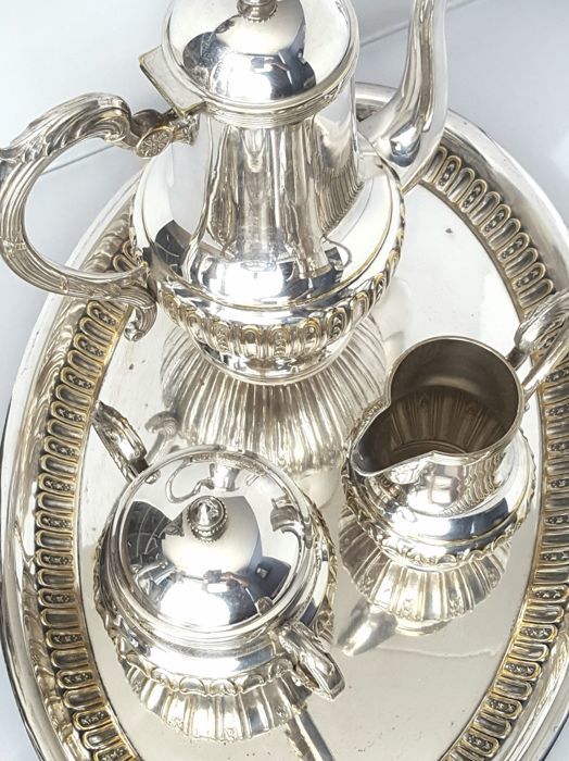 Metal Gold Silver Plated Copper Tea Set