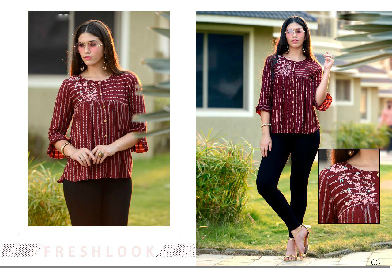 Designer Rayon Readymade Tunic - 14 Kg Rayon, Semi-stitched, Available In Sizes S, M, L, Xl, Xxl | Features Embroidery, Dry Cleaning, Suitable For Casual, Formal, And Party Wear