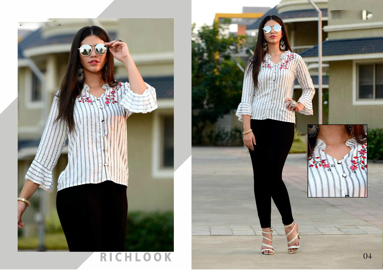 Designer Rayon Readymade Tunic - 14 Kg Rayon, Semi-stitched, Available In Sizes S, M, L, Xl, Xxl | Features Embroidery, Dry Cleaning, Suitable For Casual, Formal, And Party Wear