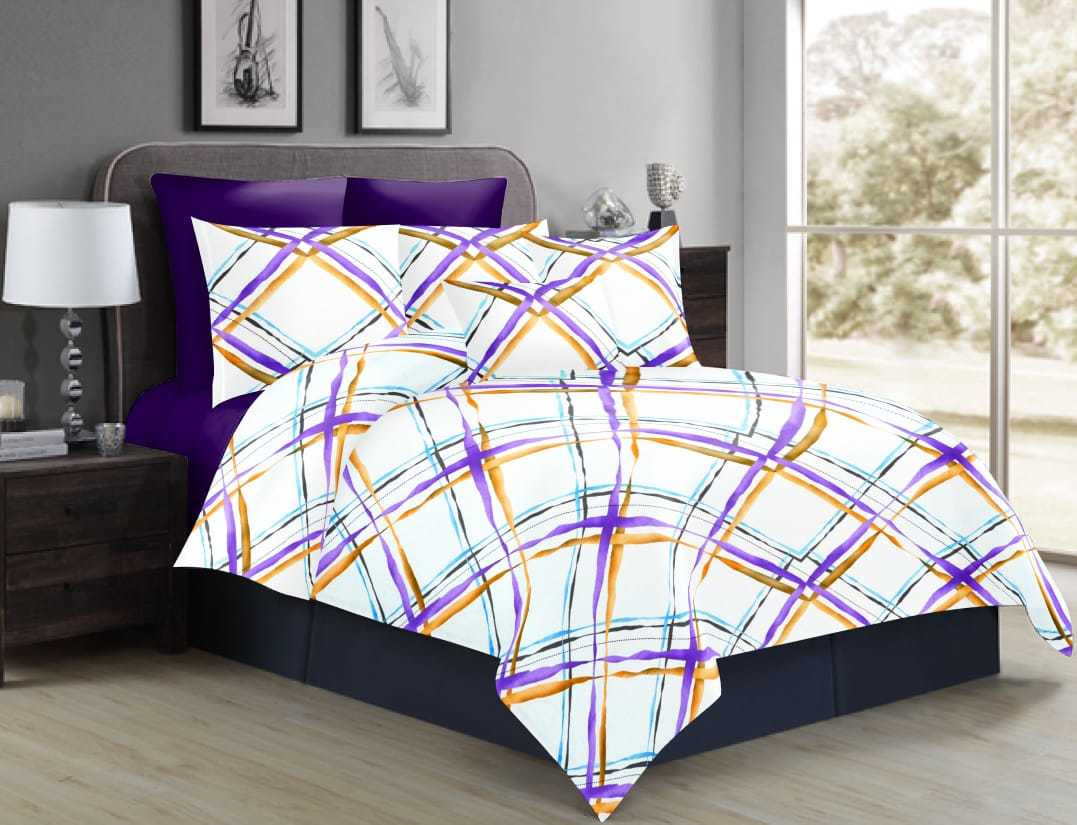 Cotton Bedsheet - 100% Cotton, Queen Size 225*275 Inch, Multi Colors, 240 Kg/m3 Density, Printed Pattern, Shrinkage Free, Washable, Includes 2 Pillowcases