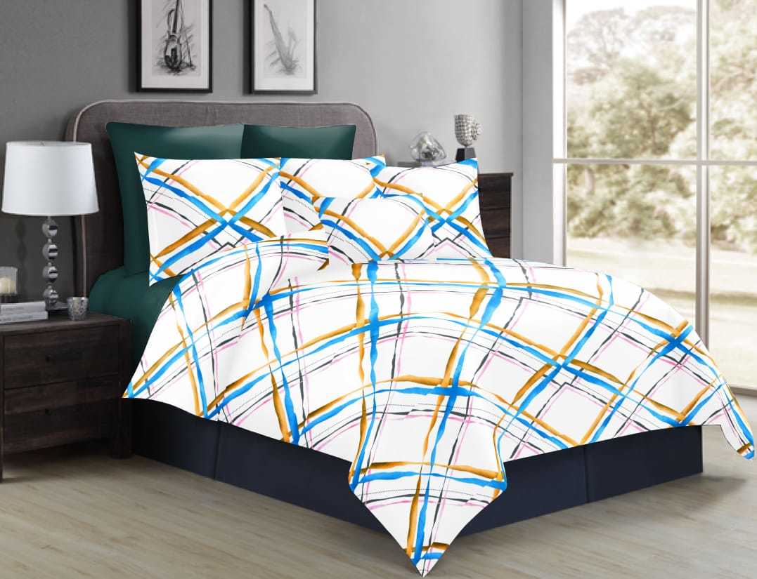 Cotton Bedsheet - 100% Cotton, Queen Size 225*275 Inch, Multi Colors, 240 Kg/m3 Density, Printed Pattern, Shrinkage Free, Washable, Includes 2 Pillowcases