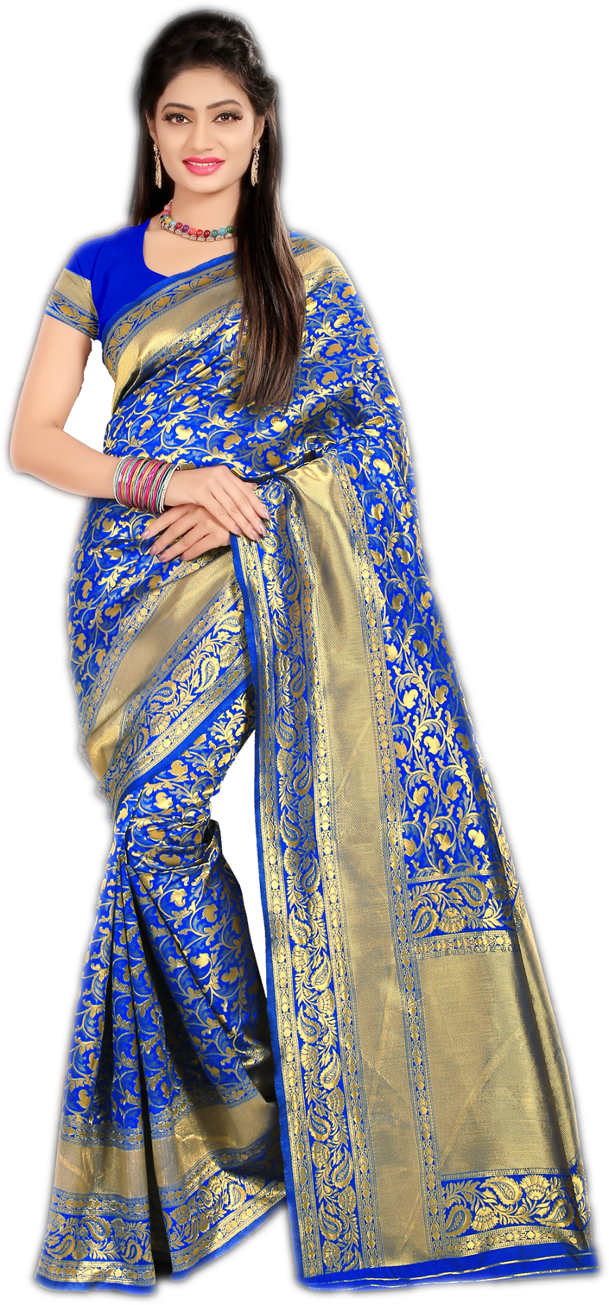 Silk Saree - Georgette Material, Six Vibrant Colors - Woven Pattern Design