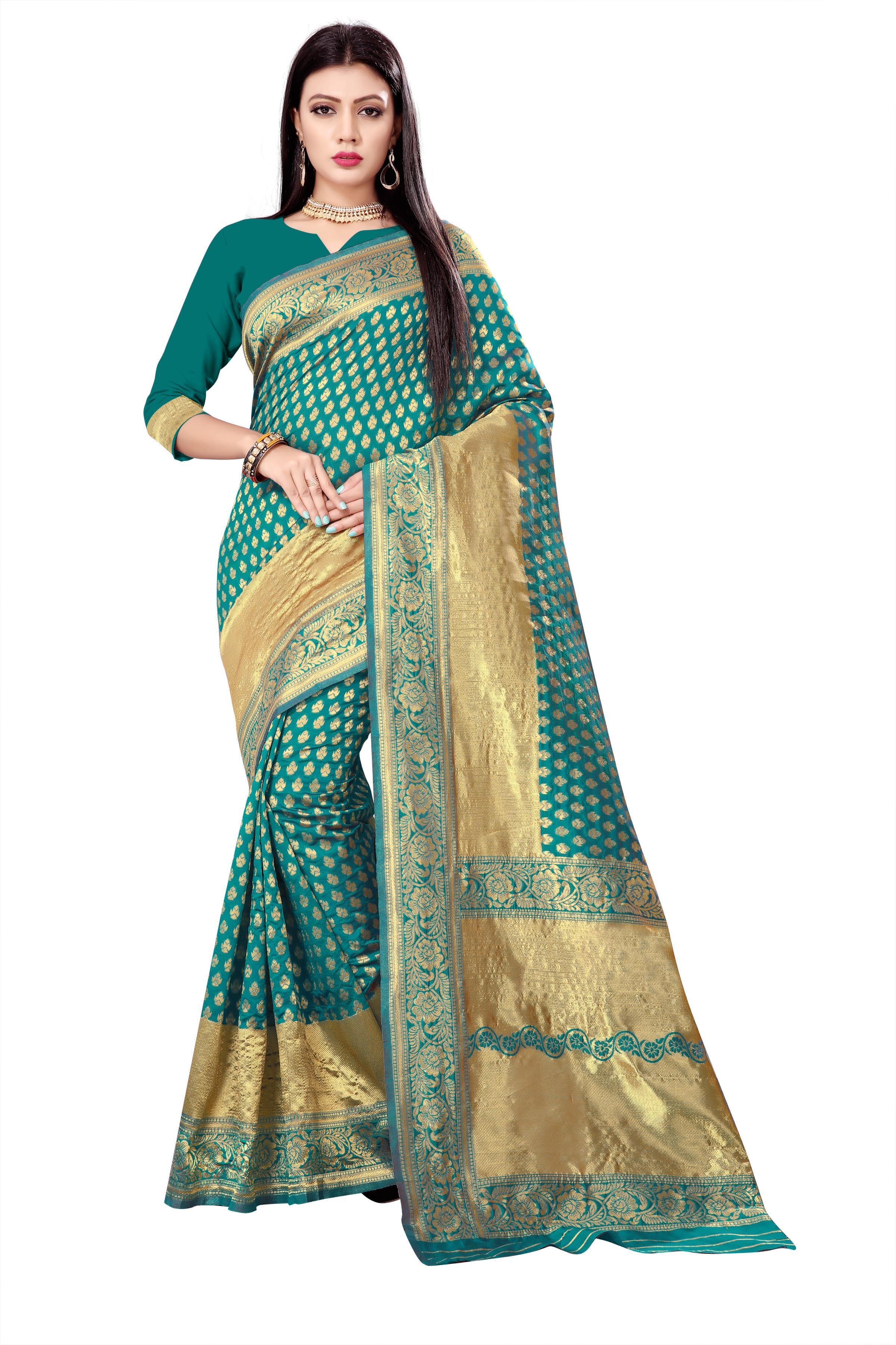 Handloom Silk Saree - Six Color Exclusive Woven Design | Designer Weaving Pattern, Sequins Closure