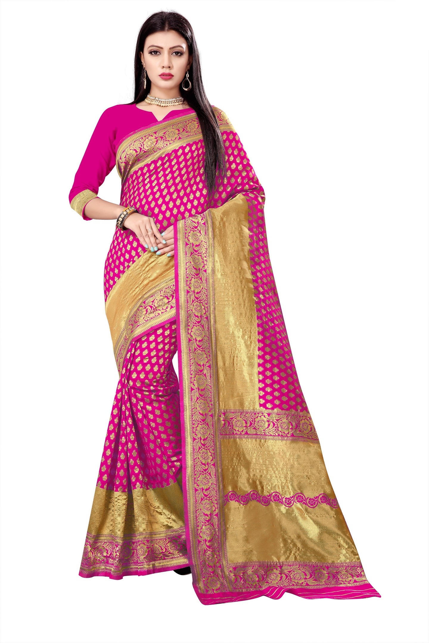 Handloom Silk Saree - Six Color Exclusive Woven Design | Designer Weaving Pattern, Sequins Closure