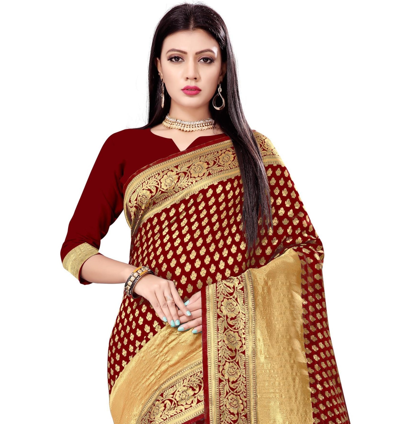 Handloom Silk Saree - Six Color Exclusive Woven Design | Designer Weaving Pattern, Sequins Closure