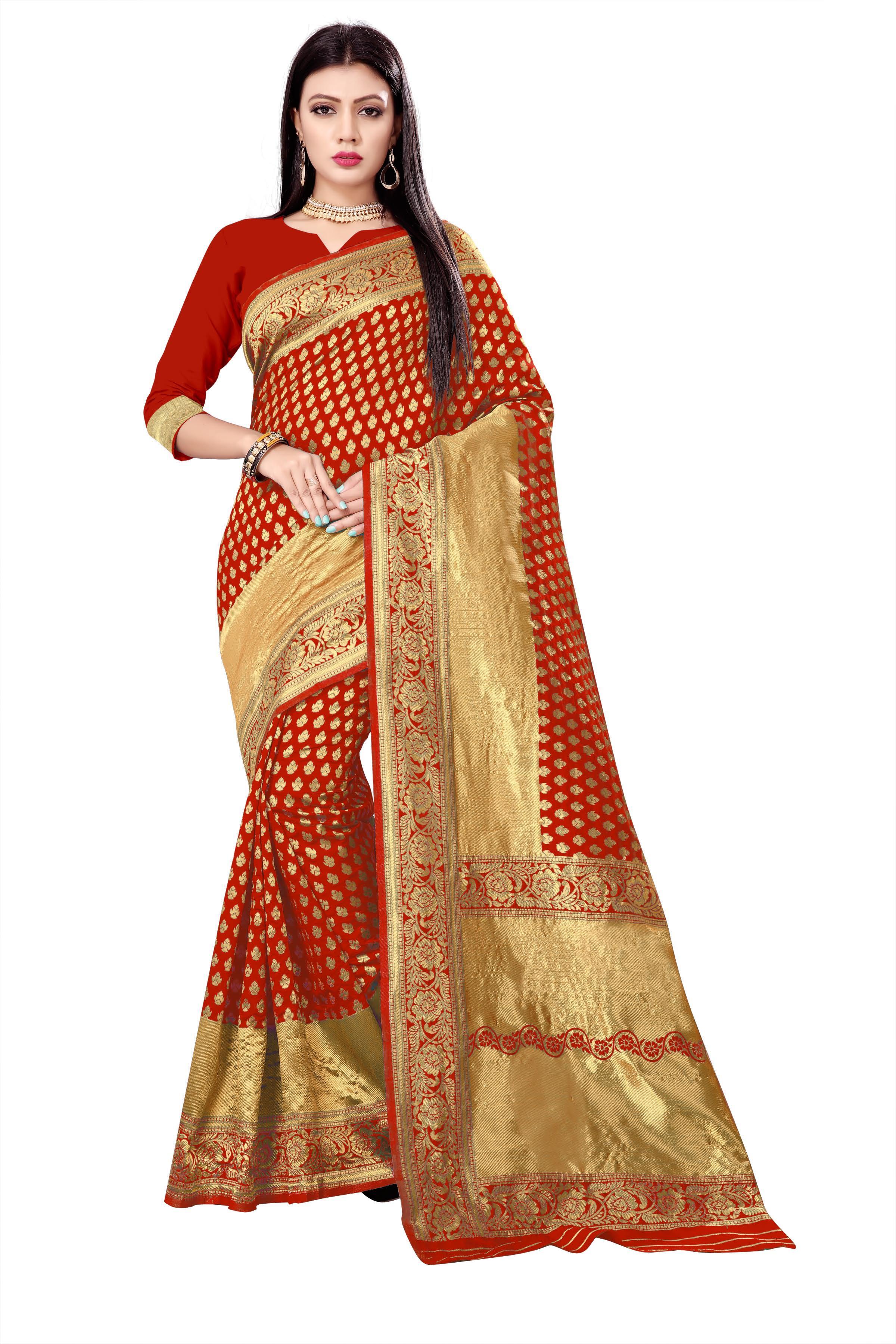 Handloom Silk Saree - Six Color Exclusive Woven Design | Designer Weaving Pattern, Sequins Closure