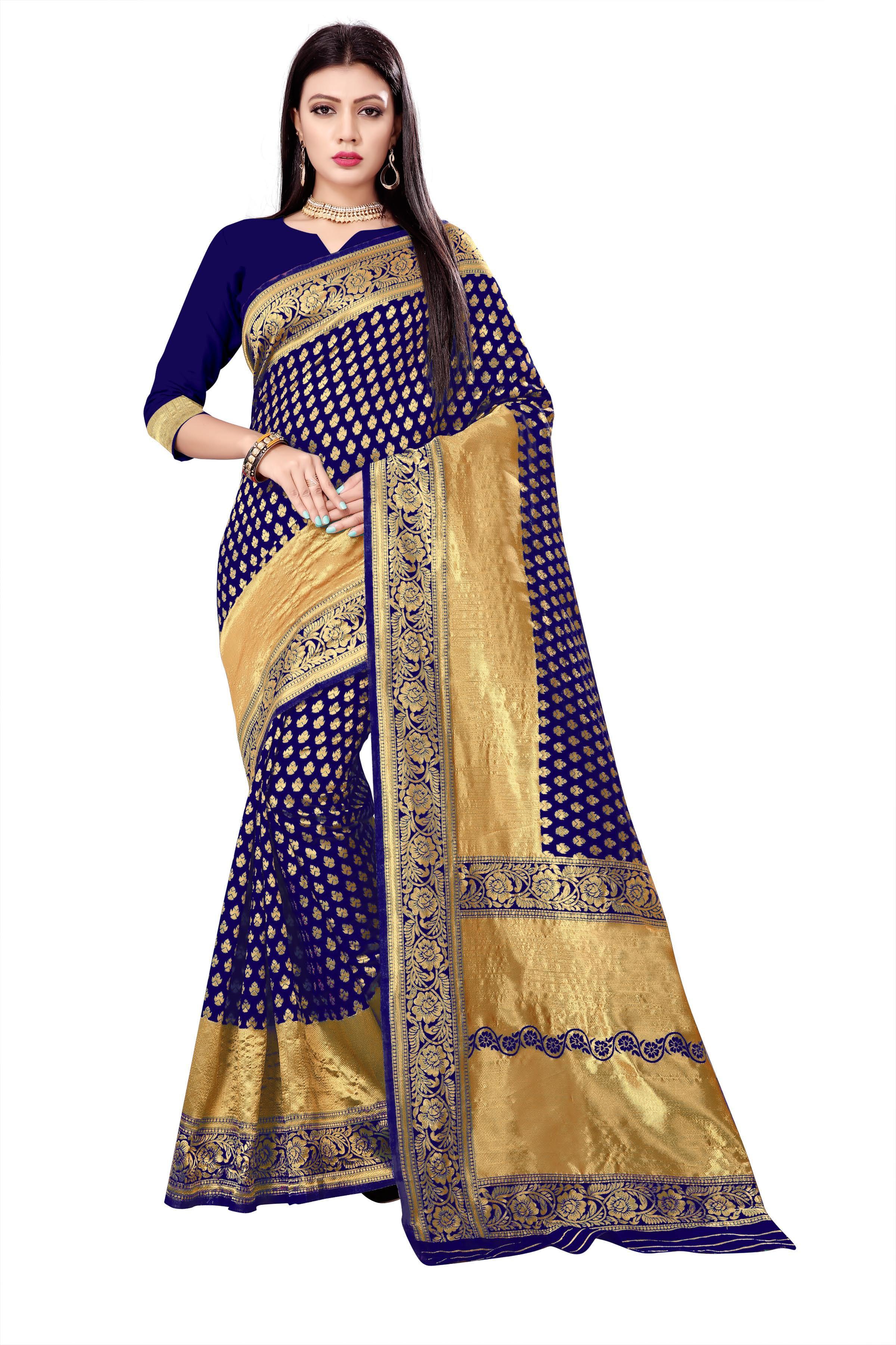 Handloom Silk Saree - Six Color Exclusive Woven Design | Designer Weaving Pattern, Sequins Closure