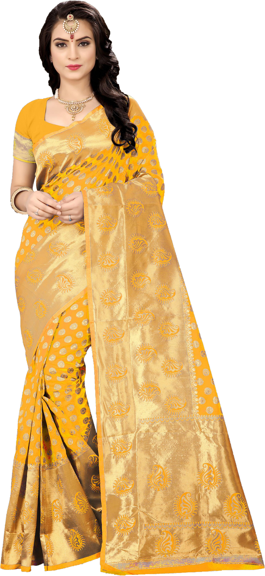 Handloom Silk Saree - Georgette Fabric, Six Color Printed Design | Closure: Sequins