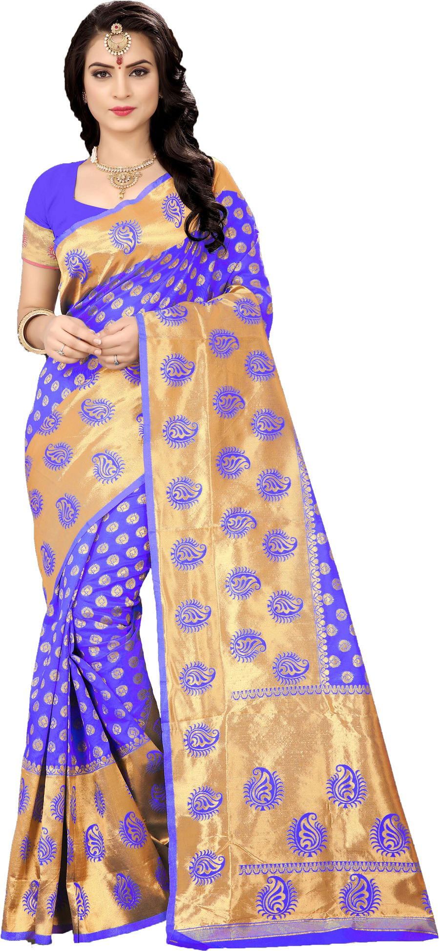 Handloom Silk Saree - Georgette Fabric, Six Color Printed Design | Closure: Sequins