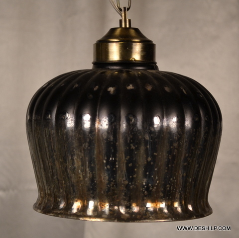 Hanging Lamp - Glass & Metal, 8x12 - 8x15 Inch Size, Golden Color, Modern Art Design, Handmade Finish, Round Shape, Polished Surface, Weighing 4-8 Kilograms