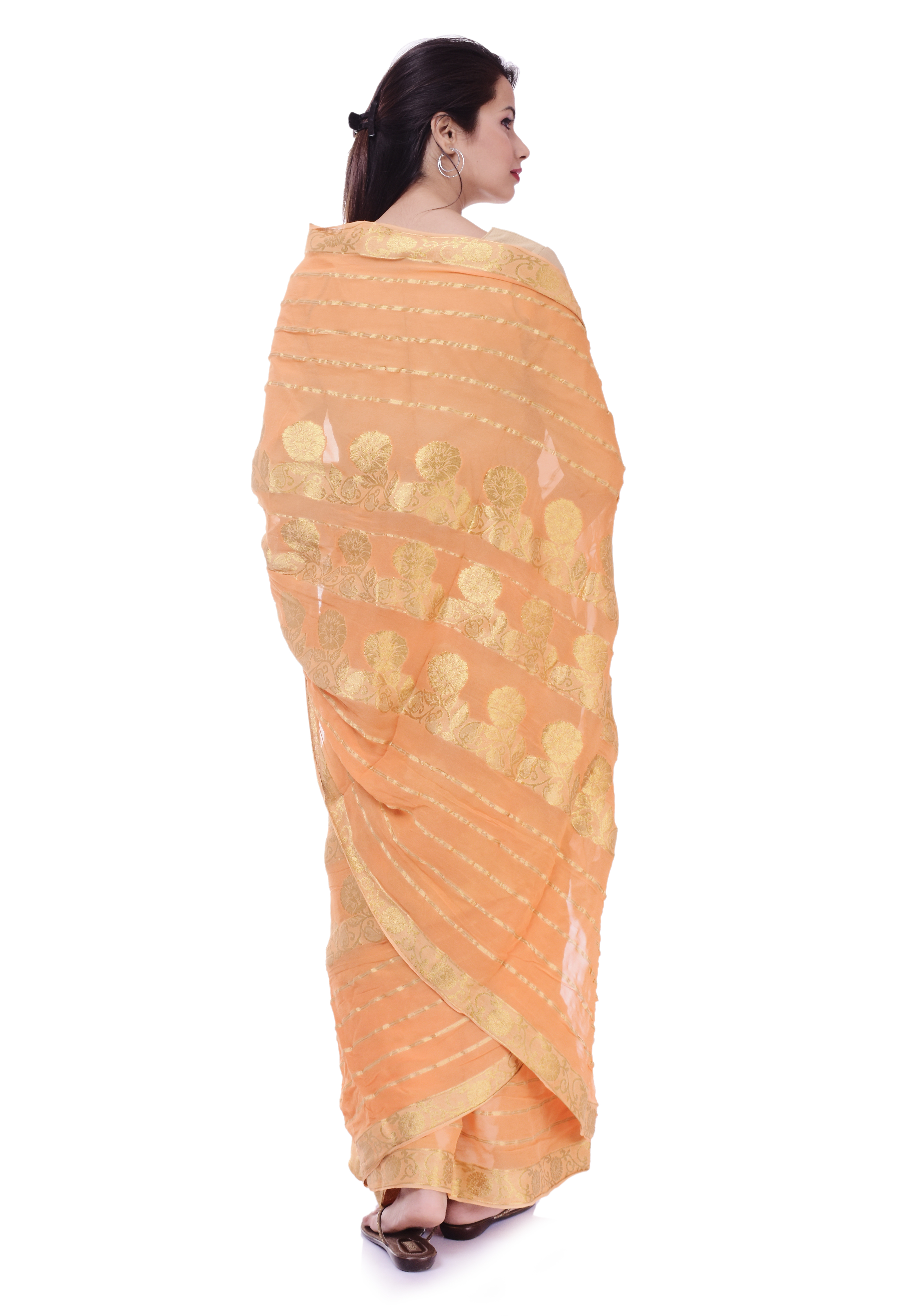 Zari Sarees - Silk, 5.5m Length X 1.1m Width, Gold Thread | Elegant Drape, Intricate Zari Work, Floral Design, Soft Texture, Eye-catching Style