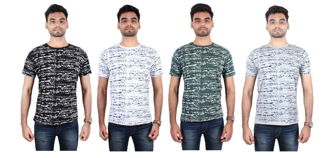 Branded Trifoi Tshirts - Cotton, Size: M, L, Xl, Xxl, Multi Shades | O-neck, Striped Pattern, Short Sleeves For Men