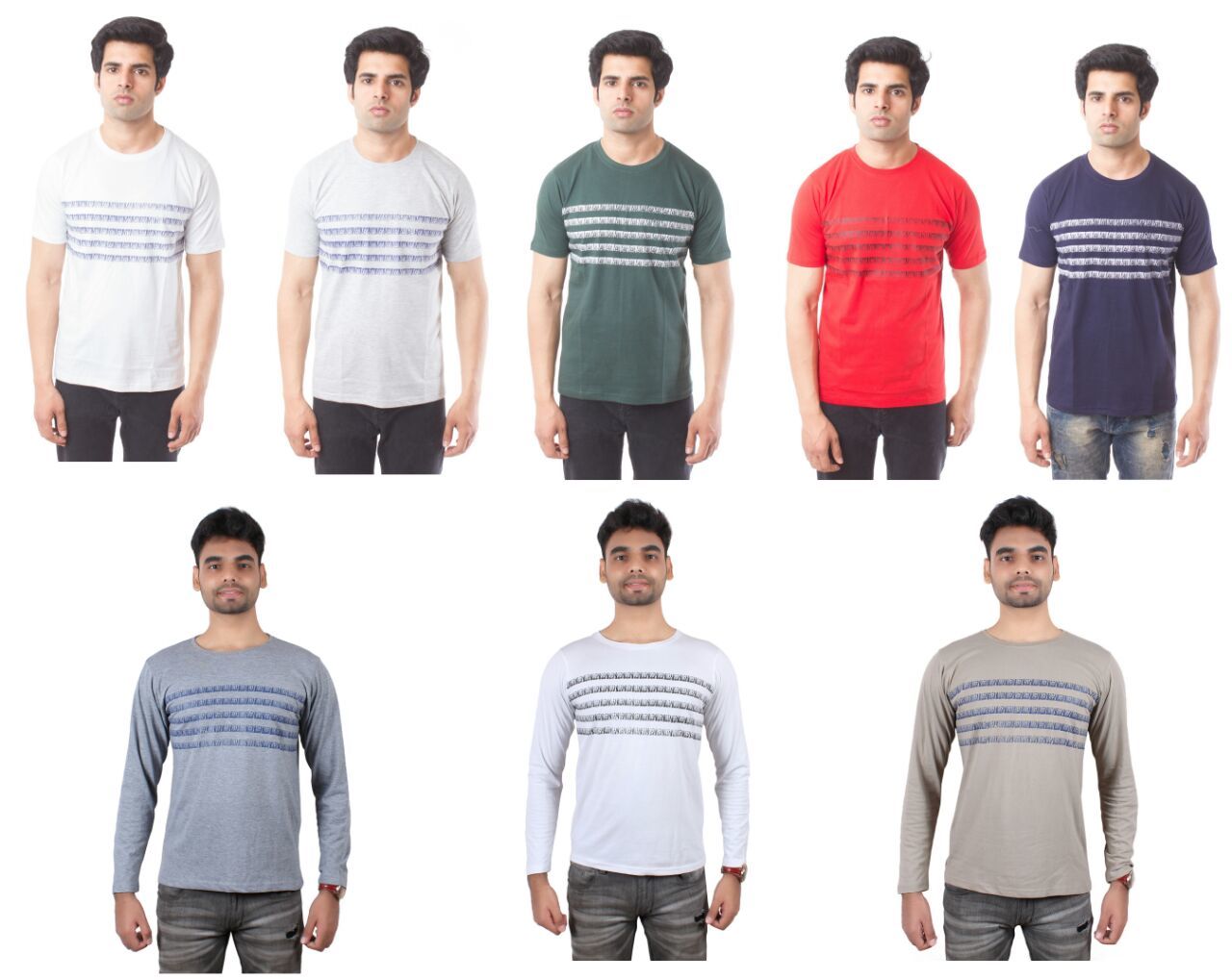 Branded Trifoi Tshirts - Cotton, Size: M, L, Xl, Xxl, Multi Shades | O-neck, Striped Pattern, Short Sleeves For Men