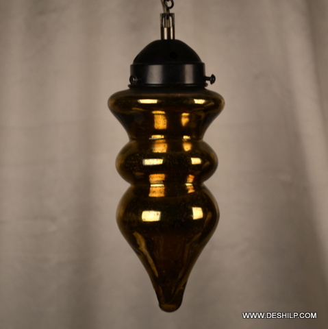 Glass Art - Round Handmade Polished Wall Hanging 4x10 - 6x10 Inch Golden Antique Design With Printed Pattern