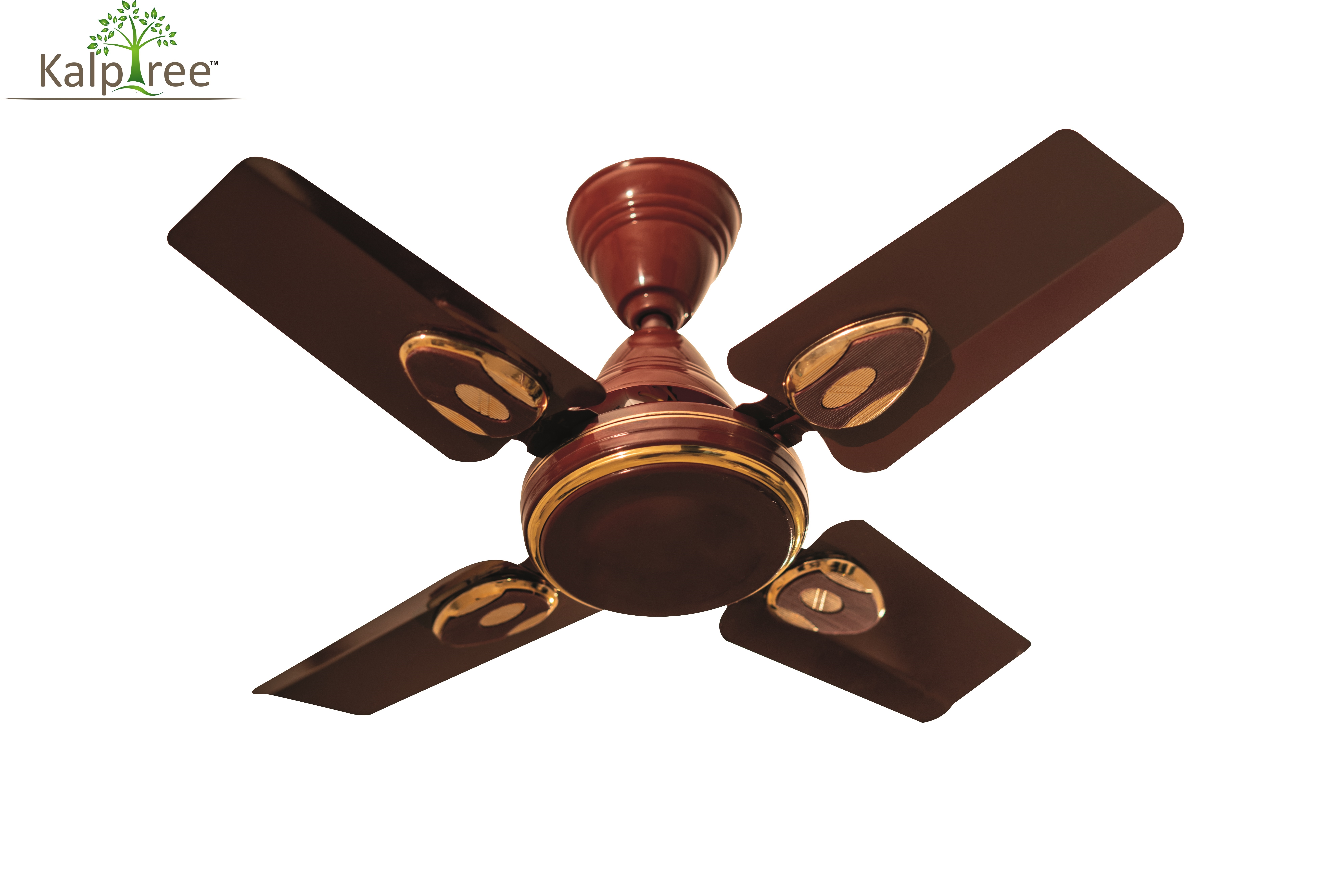 Ceiling Fan - 600mm Sweep Size | High Speed, 4 Aluminum Blades, Satin Gold & Jk Brown Finish, 70 Watt Power