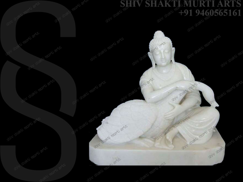 Marble Buddha Statue - Marble Material | Serene Design, Intricate Detailing, Ideal for Home Decor and Spiritual Settings