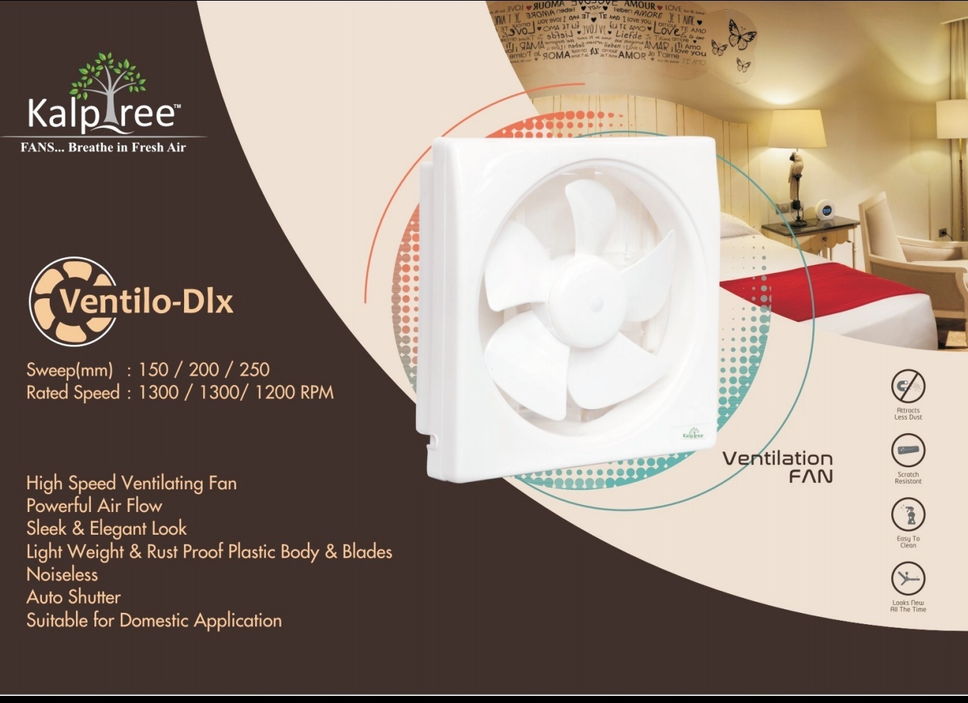 White Ventilation Fan - 250mm - Ventilo Dlx