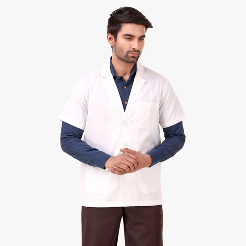Hospital Staff Apron - Polycotton Fabric, White Color, Woven Style | Skin-Friendly, Lightweight, Wear & Tear Resistant, Easy to Wash