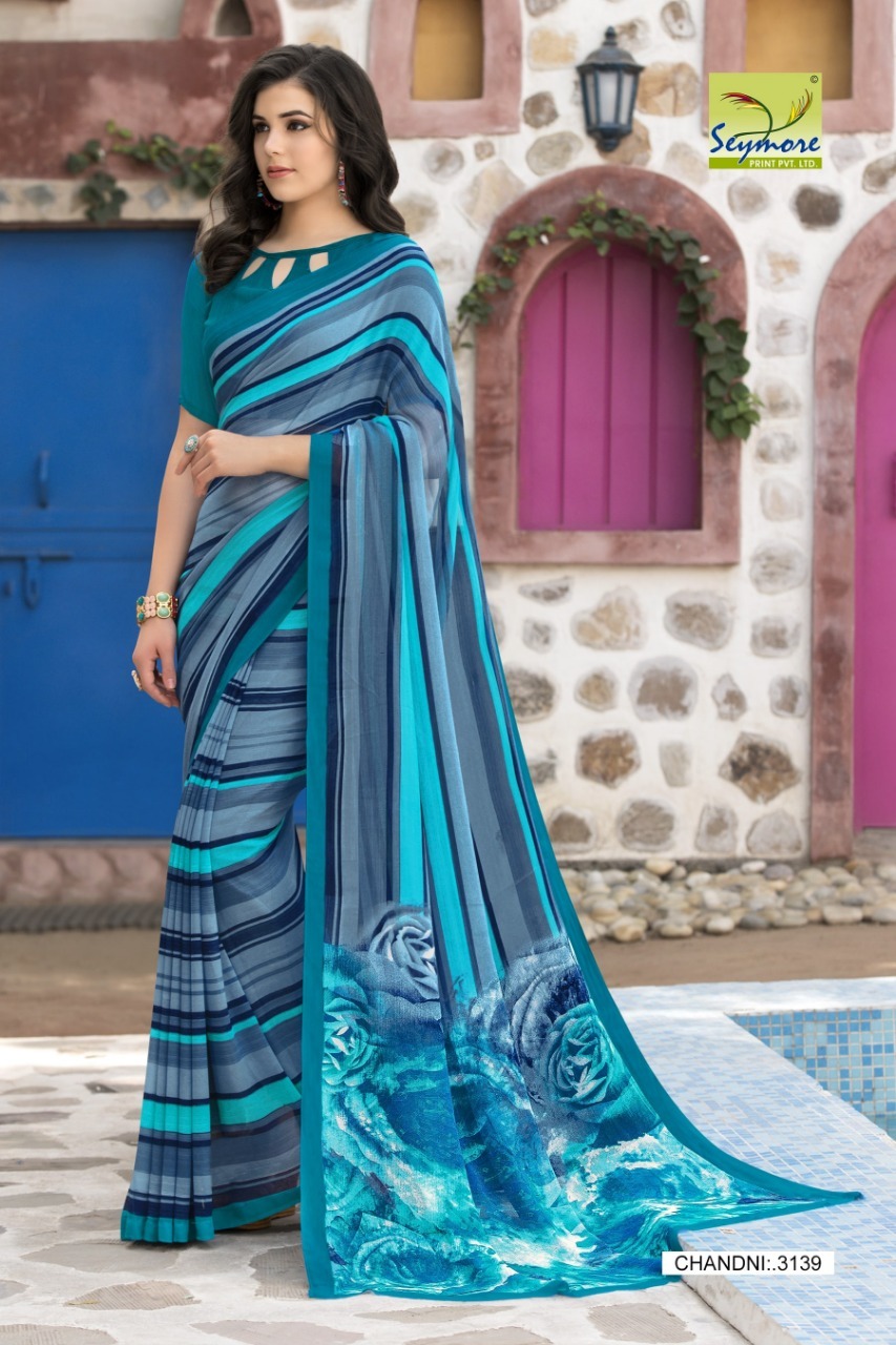 Brown Georgette Printed Saree