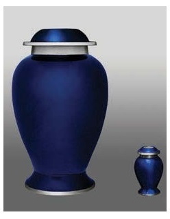 Silver Sky Blue Brass Urn