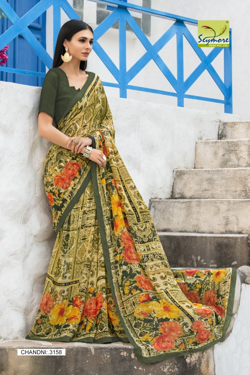 Pink Georgette Printed Saree