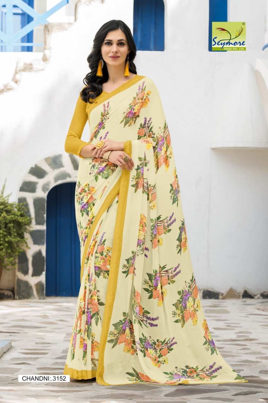 Pink Georgette Printed Saree