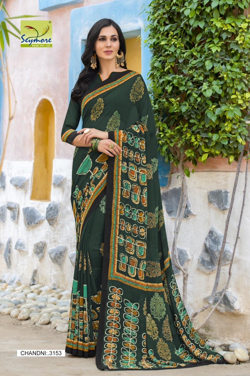 Black Georgette Printed Saree