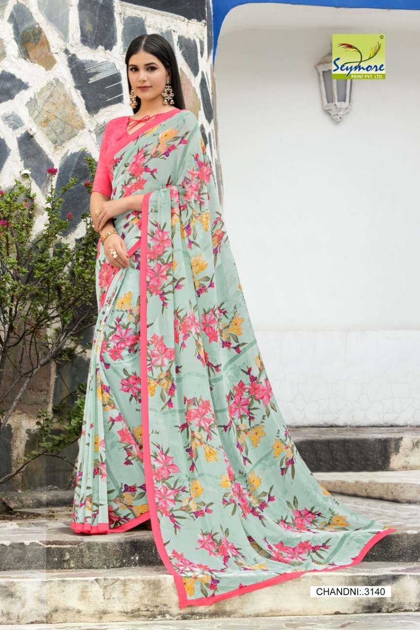 Black Georgette Printed Saree