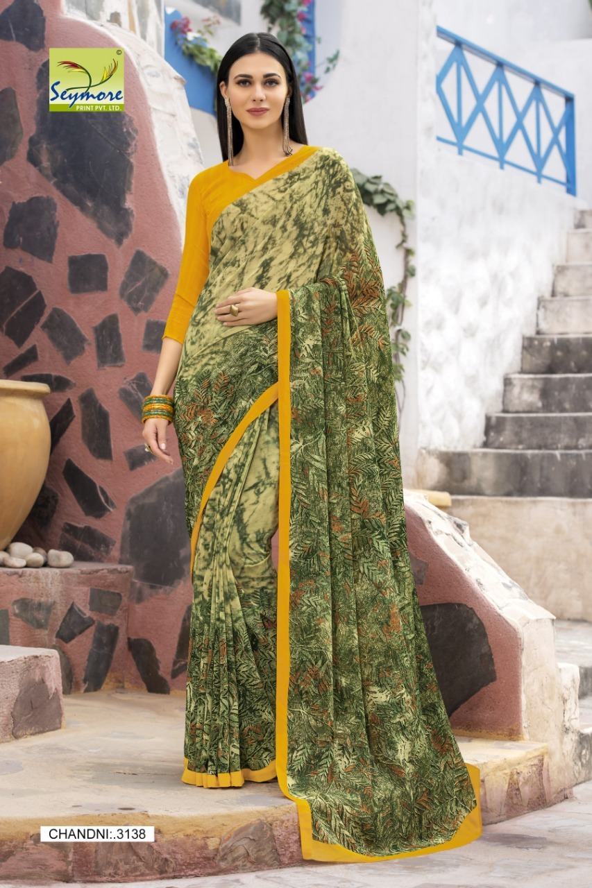 Pink Georgette Printed Saree