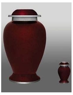 Silver Claret Red Brass Urn For Ashes