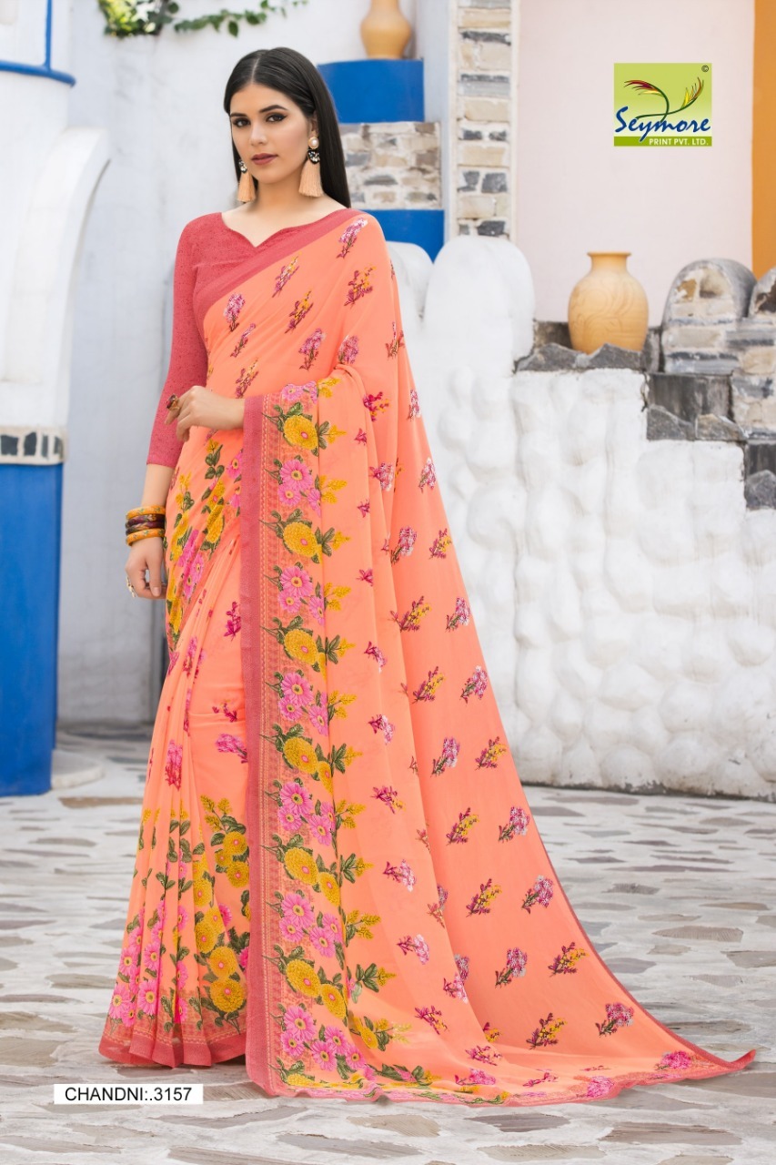 Grey Georgette Printed Saree