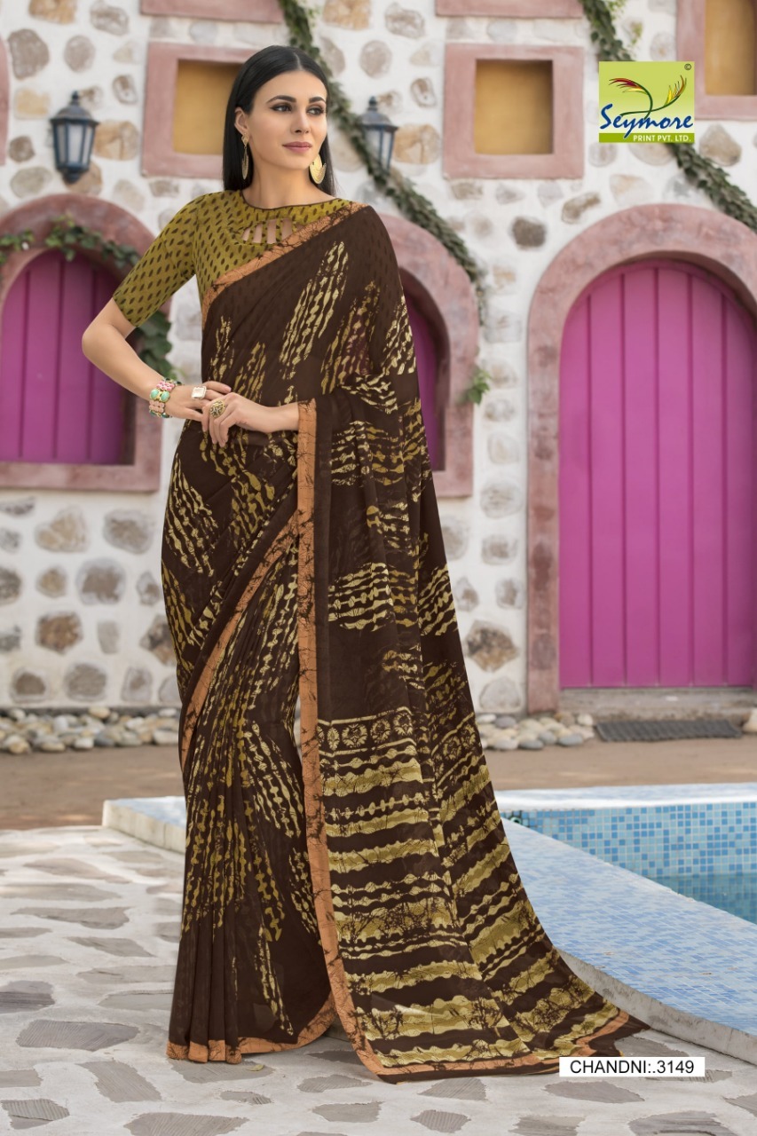 Grey Georgette Printed Saree
