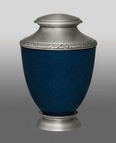 Silver Blue Memorial Urn