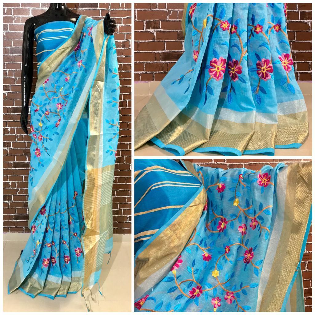 Multy Checkmate Designer Linen Silk Saree