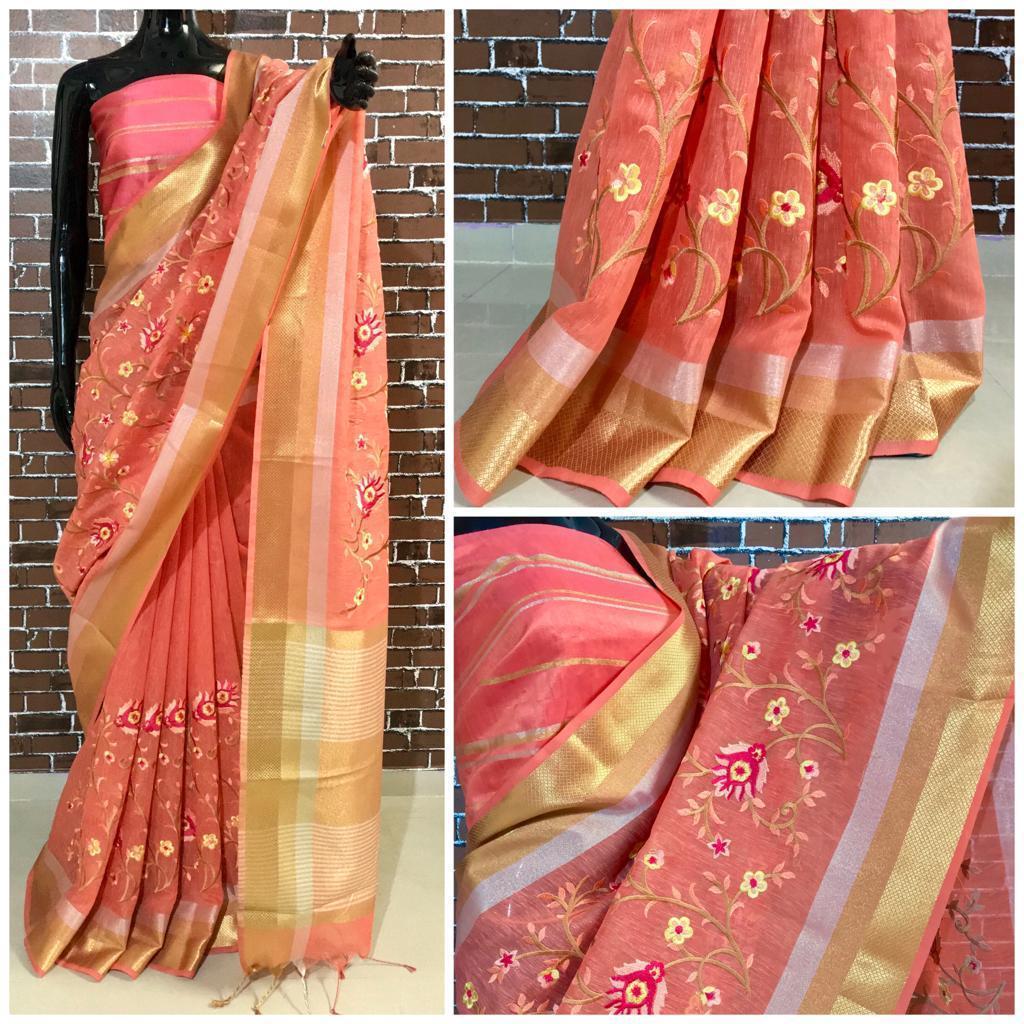 Multy Checkmate Designer Linen Silk Saree