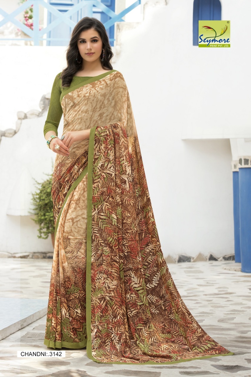 Pink Georgette Printed Saree