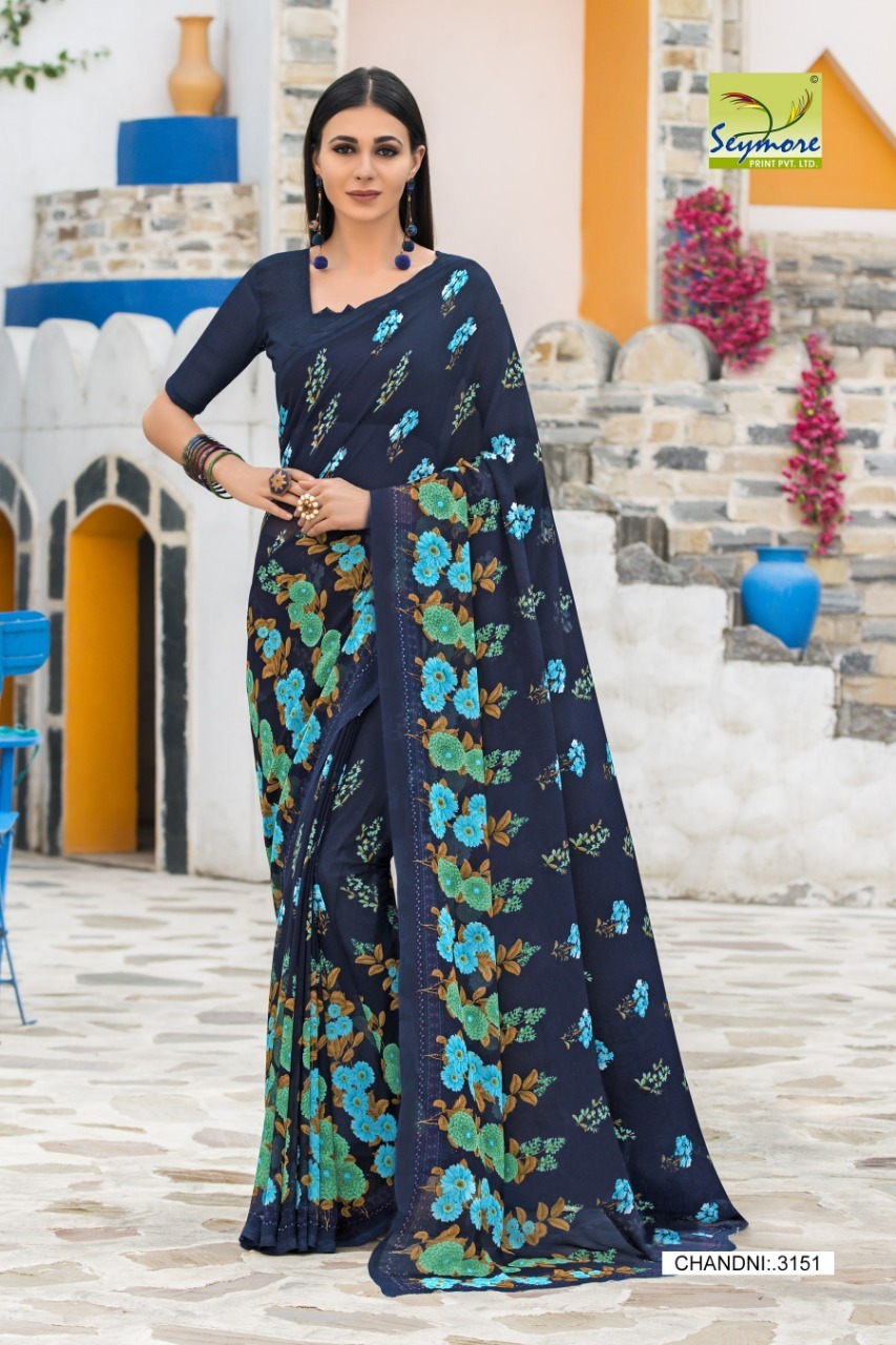 Georgette Printed Saree - Pink, Lightweight Georgette Fabric, Elegant Bollywood Style, Year-round Wear