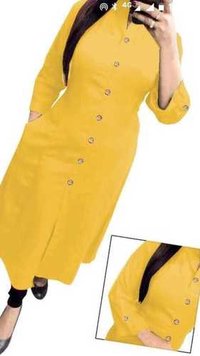 महिलाओं की पीली कपास की कुर्ती