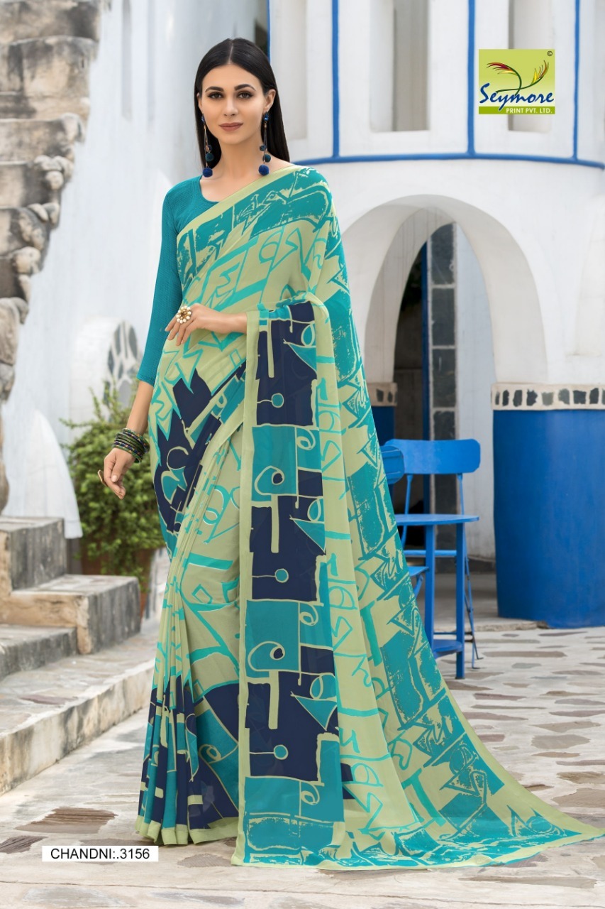 Blue Georgette Printed Saree