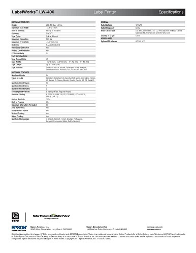 Epson Label Printer Lw-400 - Attributes: Attractive Design