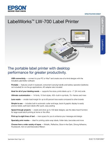 Epson Labelworks Lw-700 Pc-connectable Label Printer Application: Printing