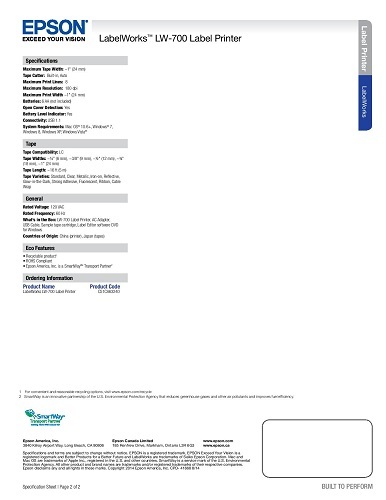 Epson Labelworks Lw-700 Pc-connectable Label Printer Application: Printing