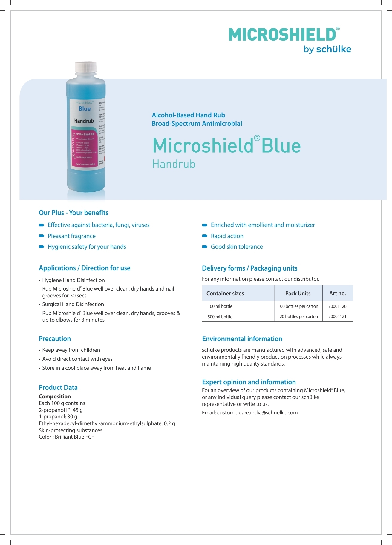 Plastic Microshield Blue Hand Wash