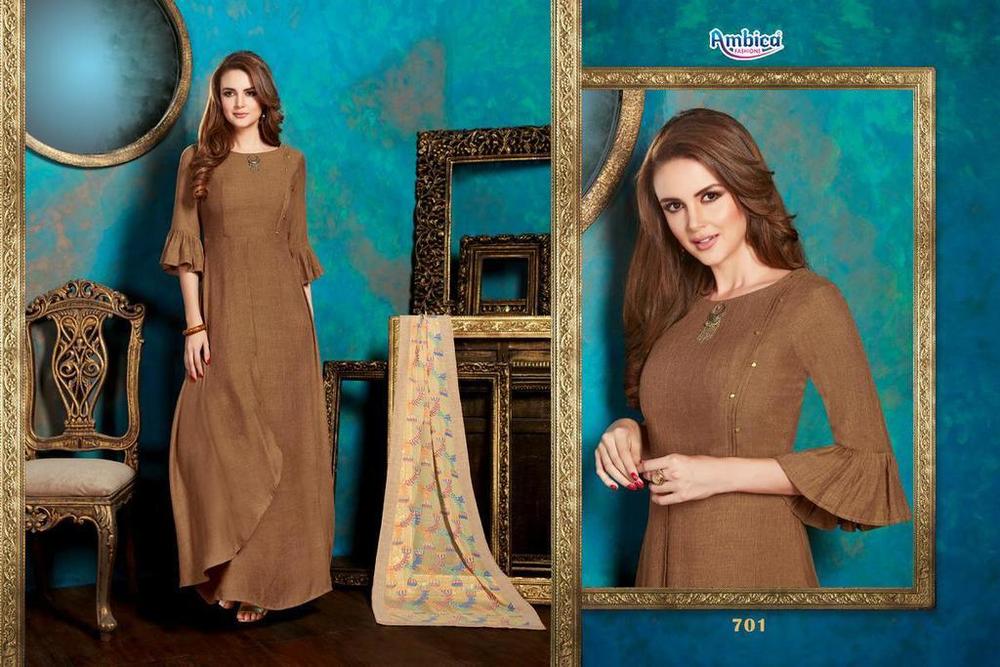  ब्राउन लेटेस्ट डिज़ाइनर कुर्ती