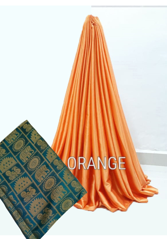 Satin World - Japan Satin Saree 5.5 Mtr With 0.8 Mtr Blouse | Plain Pattern In White, Green, Grey, Orange, Magenta, Silk Material