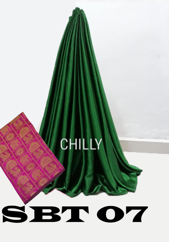 Satin World - Japan Satin Saree 5.5 Mtr With 0.8 Mtr Blouse | Plain Pattern In White, Green, Grey, Orange, Magenta, Silk Material