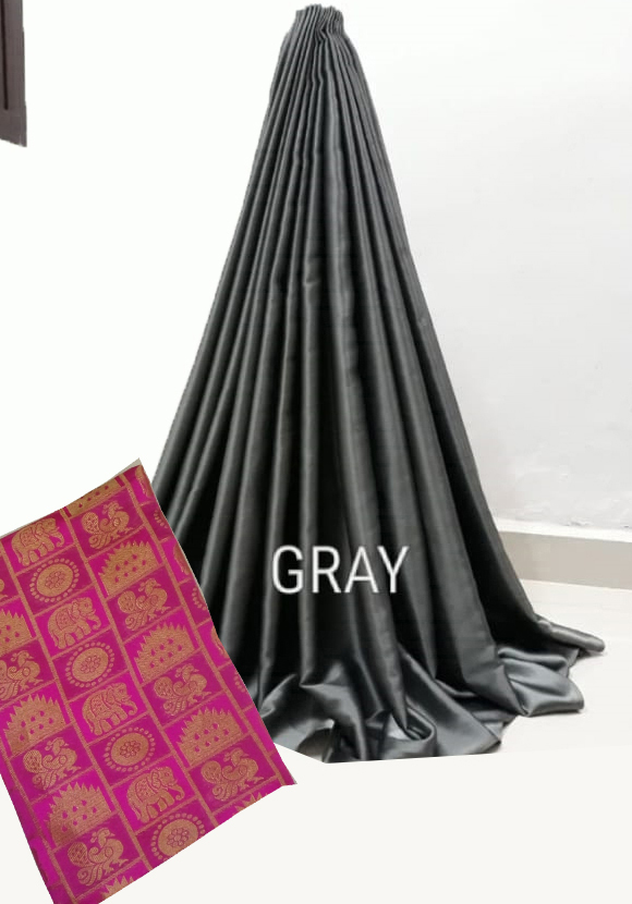 Satin World - Japan Satin Saree 5.5 Mtr With 0.8 Mtr Blouse | Plain Pattern In White, Green, Grey, Orange, Magenta, Silk Material
